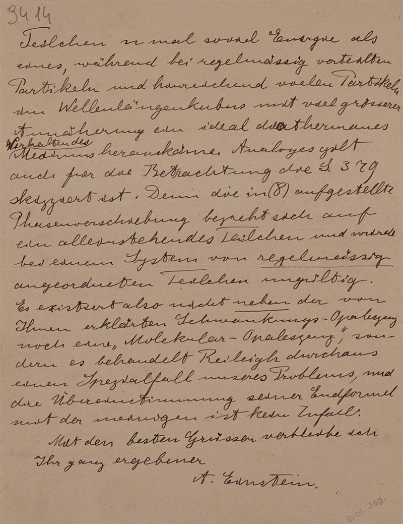 List A. Einsteina do M. Smoluchowskiego z dnia 27.11.1911 r.