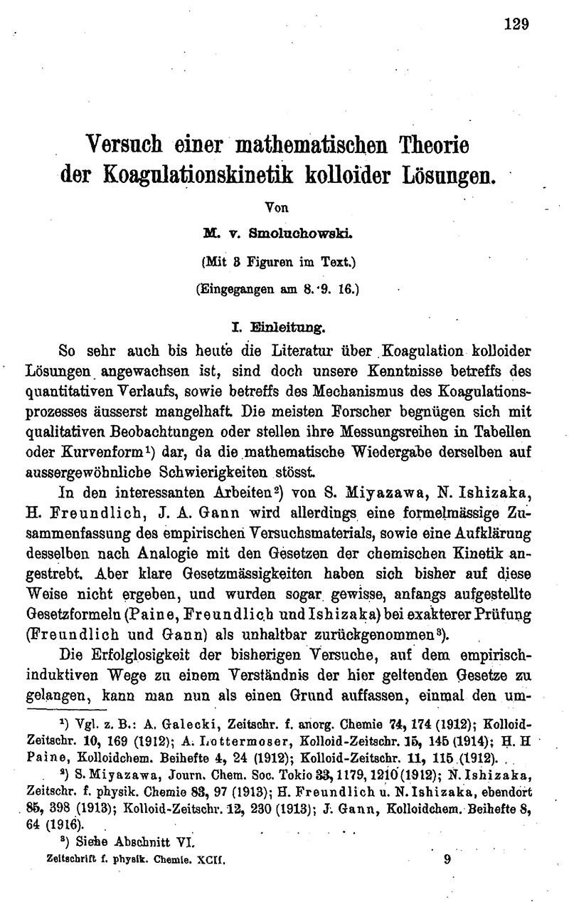 Versuch einer mathematischen Theorie der Kaugulationskinetik kolloider Lösungen