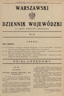 Warszawski Dziennik Wojewódzki : dla obszaru Województwa Warszawskiego. 1930, nr 10