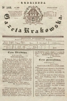 Codzienna Gazeta Krakowska. 1832, nr 189