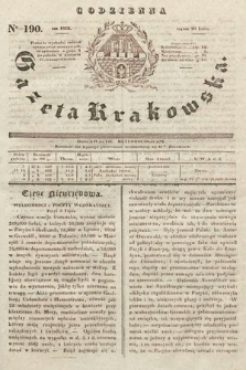 Codzienna Gazeta Krakowska. 1832, nr 190