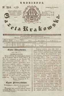 Codzienna Gazeta Krakowska. 1832, nr 214