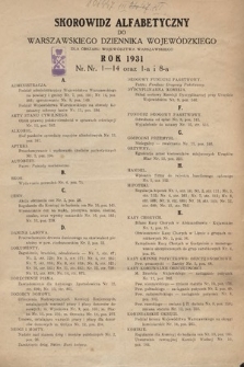 Warszawski Dziennik Wojewódzki : dla obszaru Województwa Warszawskiego. 1931, skorowidz alfabetyczny