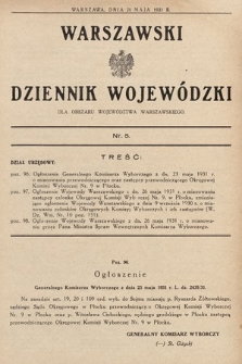 Warszawski Dziennik Wojewódzki : dla obszaru Województwa Warszawskiego. 1931, nr 5