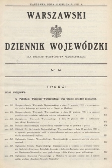 Warszawski Dziennik Wojewódzki : dla obszaru Województwa Warszawskiego. 1931, nr 14