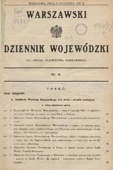 Warszawski Dziennik Wojewódzki : dla obszaru Województwa Warszawskiego. 1932, nr 2
