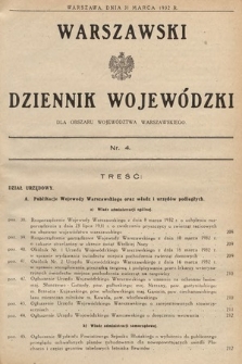 Warszawski Dziennik Wojewódzki : dla obszaru Województwa Warszawskiego. 1932, nr 4