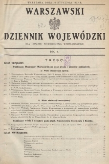 Warszawski Dziennik Wojewódzki : dla obszaru Województwa Warszawskiego. 1933, nr 1
