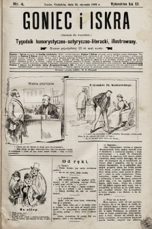 Goniec i Iskra : dziennik dla wszystkich : tygodnik humorystyczno-satyryczno-literacki, illustrowany. 1892, nr 4