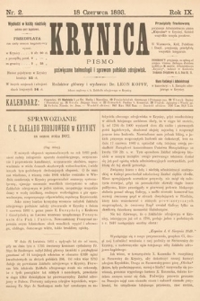 Krynica : pismo poświęcone balneologii i sprawom polskich zdrojowisk. 1893, nr 2