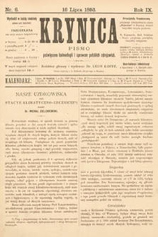 Krynica : pismo poświęcone balneologii i sprawom polskich zdrojowisk. 1893, nr 6