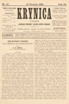 Krynica : pismo poświęcone balneologii i sprawom polskich zdrojowisk. 1893, nr 10