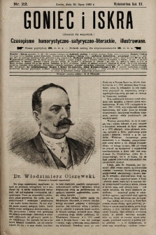 Goniec i Iskra : dziennik dla wszystkich : czasopismo humorystyczno-satyryczno-literackie, illustrowane. 1892, nr 22