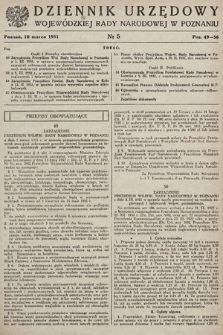 Dziennik Urzędowy Wojewódzkiej Rady Narodowej w Poznaniu. 1951, nr 5
