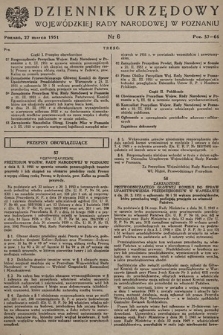 Dziennik Urzędowy Wojewódzkiej Rady Narodowej w Poznaniu. 1951, nr 6