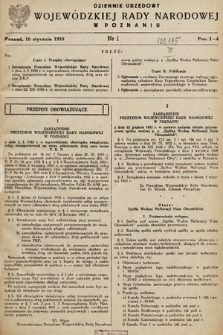 Dziennik Urzędowy Wojewódzkiej Rady Narodowej w Poznaniu. 1953, nr 1
