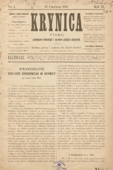 Krynica : pismo poświęcone balneologii i sprawom polskich zdrojowisk. 1895, nr 1