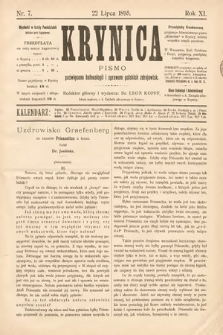 Krynica : pismo poświęcone balneologii i sprawom polskich zdrojowisk. 1895, nr 7