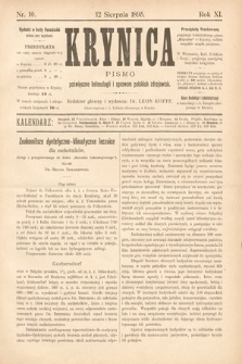 Krynica : pismo poświęcone balneologii i sprawom polskich zdrojowisk. 1895, nr 10