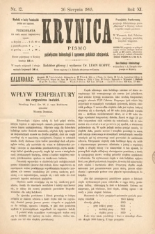 Krynica : pismo poświęcone balneologii i sprawom polskich zdrojowisk. 1895, nr 12