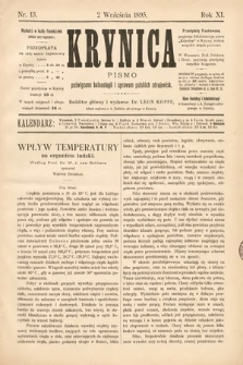 Krynica : pismo poświęcone balneologii i sprawom polskich zdrojowisk. 1895, nr 13