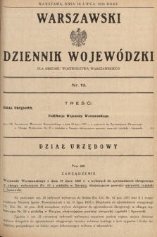 Warszawski Dziennik Wojewódzki : dla obszaru Województwa Warszawskiego. 1935, nr 13