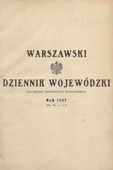 Warszawski Dziennik Wojewódzki : dla obszaru Województwa Warszawskiego. 1937, skorowidz alfabetyczny