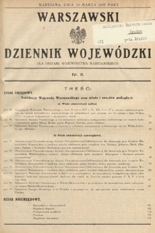 Warszawski Dziennik Wojewódzki : dla obszaru Województwa Warszawskiego. 1937, nr 5