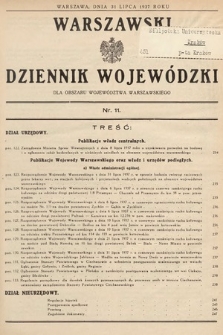 Warszawski Dziennik Wojewódzki : dla obszaru Województwa Warszawskiego. 1937, nr 11