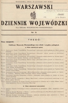 Warszawski Dziennik Wojewódzki : dla obszaru Województwa Warszawskiego. 1938, nr 3