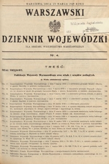 Warszawski Dziennik Wojewódzki : dla obszaru Województwa Warszawskiego. 1938, nr 4