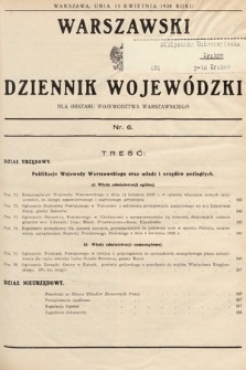 Warszawski Dziennik Wojewódzki : dla obszaru Województwa Warszawskiego. 1938, nr 6