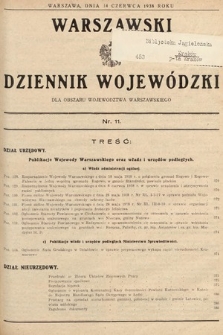 Warszawski Dziennik Wojewódzki : dla obszaru Województwa Warszawskiego. 1938, nr 11