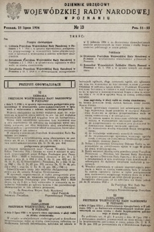Dziennik Urzędowy Wojewódzkiej Rady Narodowej w Poznaniu. 1954, nr 13