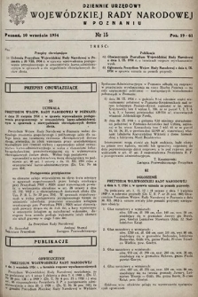 Dziennik Urzędowy Wojewódzkiej Rady Narodowej w Poznaniu. 1954, nr 15