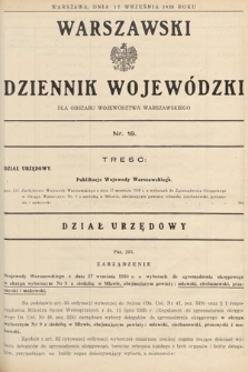 Warszawski Dziennik Wojewódzki : dla obszaru Województwa Warszawskiego. 1938, nr 18
