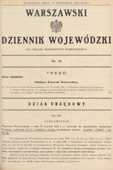 Warszawski Dziennik Wojewódzki : dla obszaru Województwa Warszawskiego. 1938, nr 19