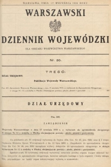 Warszawski Dziennik Wojewódzki : dla obszaru Województwa Warszawskiego. 1938, nr 20