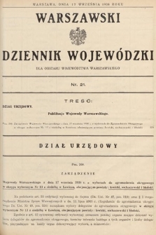 Warszawski Dziennik Wojewódzki : dla obszaru Województwa Warszawskiego. 1938, nr 21