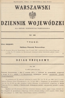Warszawski Dziennik Wojewódzki : dla obszaru Województwa Warszawskiego. 1938, nr 22