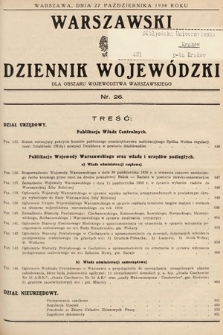 Warszawski Dziennik Wojewódzki : dla obszaru Województwa Warszawskiego. 1938, nr 26