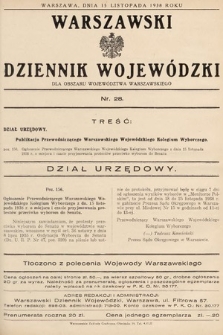 Warszawski Dziennik Wojewódzki : dla obszaru Województwa Warszawskiego. 1938, nr 28