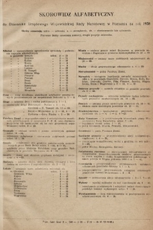 Dziennik Urzędowy Wojewódzkiej Rady Narodowej w Poznaniu. 1958, skorowidz alfabetyczny