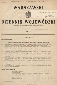 Warszawski Dziennik Wojewódzki : dla obszaru Województwa Warszawskiego. 1939, nr 1