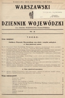 Warszawski Dziennik Wojewódzki : dla obszaru Województwa Warszawskiego. 1939, nr 2