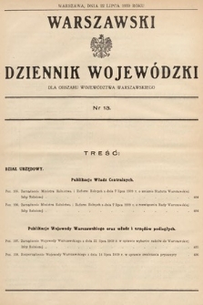 Warszawski Dziennik Wojewódzki : dla obszaru Województwa Warszawskiego. 1939, nr 13