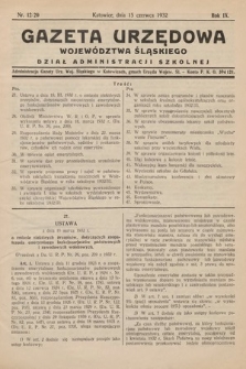 Gazeta Urzędowa Województwa Śląskiego. Dział Administracji Szkolnej. 1932, nr 12/20 (3)