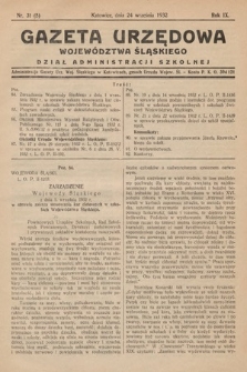 Gazeta Urzędowa Województwa Śląskiego. Dział Administracji Szkolnej. 1932, nr 31 (5)