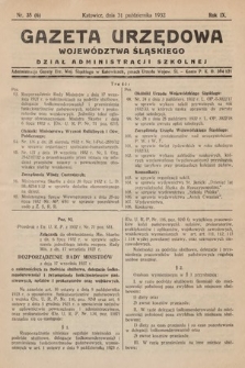 Gazeta Urzędowa Województwa Śląskiego. Dział Administracji Szkolnej. 1932, nr 35 (6)