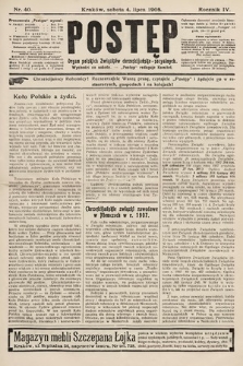 Postęp : organ polskich związków chrześcijańsko-socyalnych. 1908, nr 40